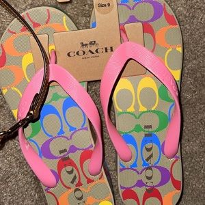 Coach Pride flip flops size 9
